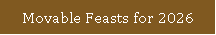 Movable Feasts for 2026